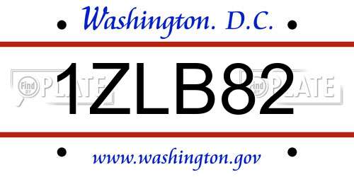 1ZLB82 District Of Columbia License Plate