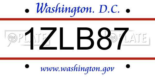 1ZLB87 District Of Columbia License Plate