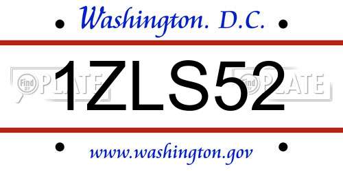 1ZLS52 District Of Columbia License Plate