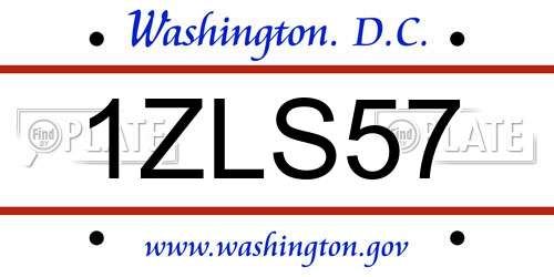 1ZLS57 District Of Columbia License Plate