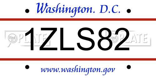 1ZLS82 District Of Columbia License Plate