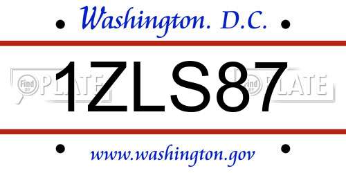 1ZLS87 District Of Columbia License Plate