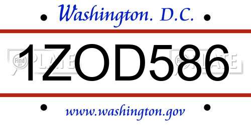 1ZOD586 District Of Columbia License Plate