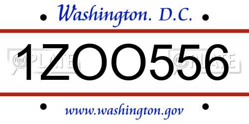 1ZOO556 District Of Columbia License Plate