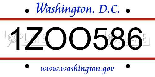 1ZOO586 District Of Columbia License Plate