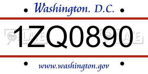 1ZQ0890 District Of Columbia License Plate