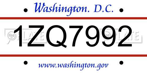 1ZQ7992 District Of Columbia License Plate