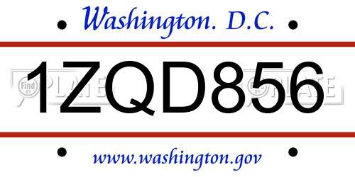 1ZQD856 District Of Columbia License Plate