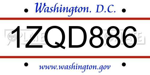 1ZQD886 District Of Columbia License Plate