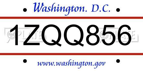 1ZQQ856 District Of Columbia License Plate