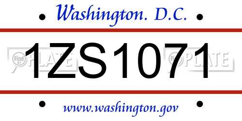 1ZS1071 District Of Columbia License Plate