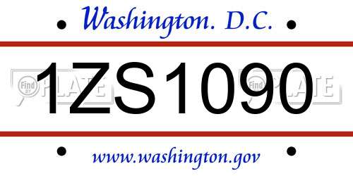 1ZS1090 District Of Columbia License Plate