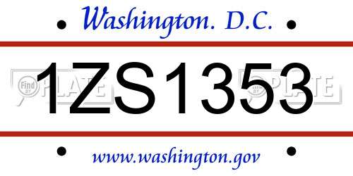 1ZS1353 District Of Columbia License Plate