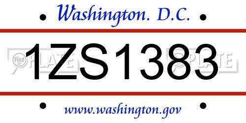 1ZS1383 District Of Columbia License Plate