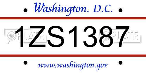 1ZS1387 District Of Columbia License Plate
