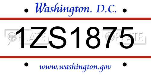 1ZS1875 District Of Columbia License Plate