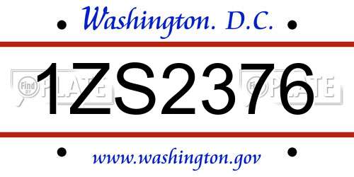 1ZS2376 District Of Columbia License Plate