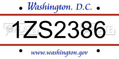 1ZS2386 District Of Columbia License Plate