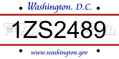 1ZS2489 District Of Columbia License Plate