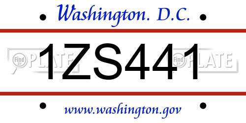1ZS441 District Of Columbia License Plate