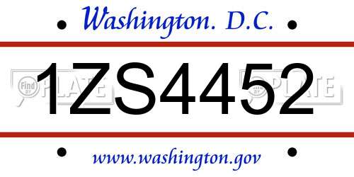 1ZS4452 District Of Columbia License Plate