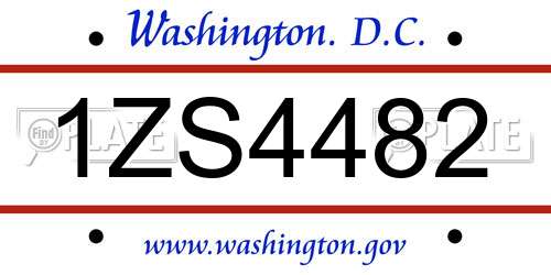 1ZS4482 District Of Columbia License Plate