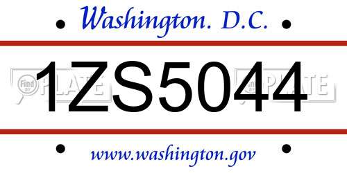 1ZS5044 District Of Columbia License Plate