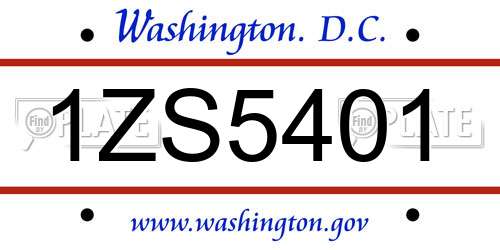 1ZS5401 District Of Columbia License Plate