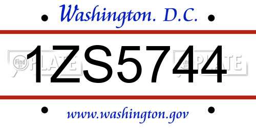 1ZS5744 District Of Columbia License Plate