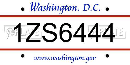 1ZS6444 District Of Columbia License Plate