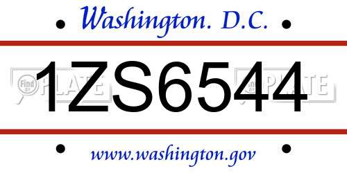 1ZS6544 District Of Columbia License Plate