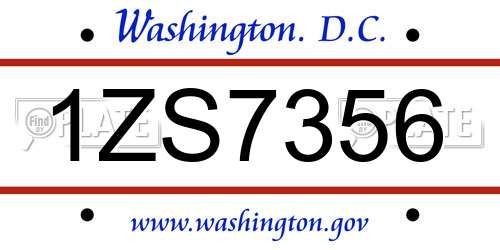 1ZS7356 District Of Columbia License Plate