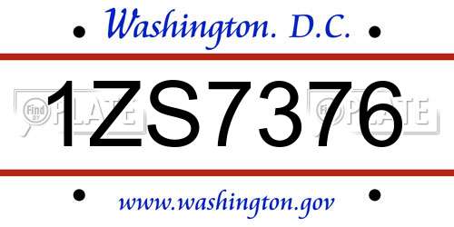 1ZS7376 District Of Columbia License Plate