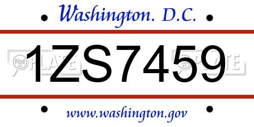 1ZS7459 District Of Columbia License Plate