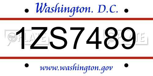 1ZS7489 District Of Columbia License Plate