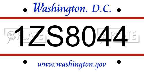1ZS8044 District Of Columbia License Plate