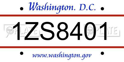 1ZS8401 District Of Columbia License Plate
