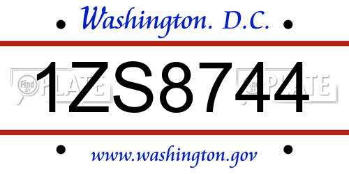 1ZS8744 District Of Columbia License Plate