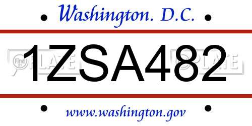 1ZSA482 District Of Columbia License Plate