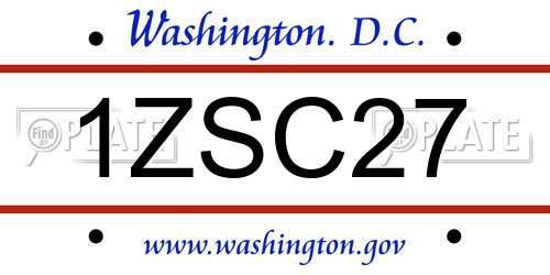 1ZSC27 District Of Columbia License Plate