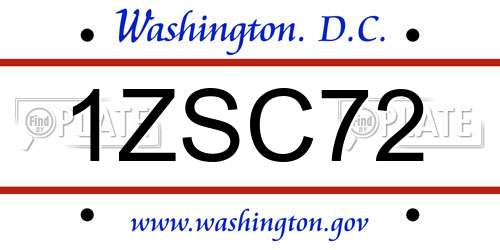 1ZSC72 District Of Columbia License Plate