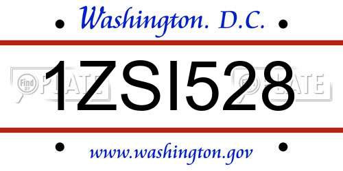 1ZSI528 District Of Columbia License Plate