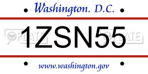 1ZSN55 District Of Columbia License Plate