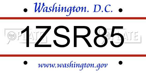 1ZSR85 District Of Columbia License Plate