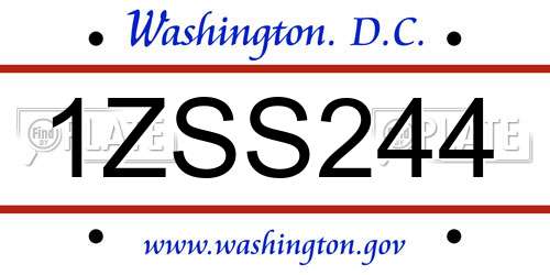 1ZSS244 District Of Columbia License Plate