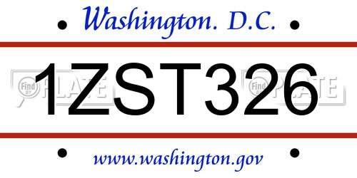 1ZST326 District Of Columbia License Plate