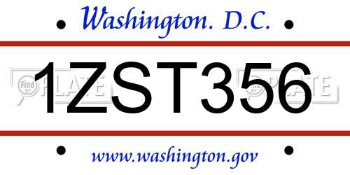 1ZST356 District Of Columbia License Plate