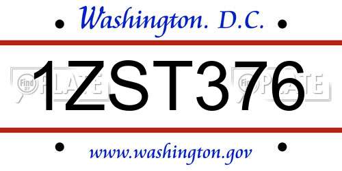 1ZST376 District Of Columbia License Plate