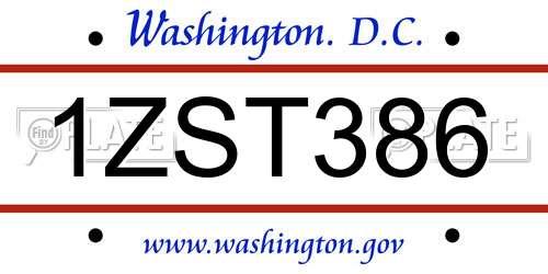 1ZST386 District Of Columbia License Plate