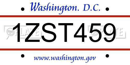 1ZST459 District Of Columbia License Plate